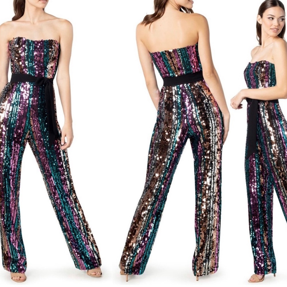 Sequin Strapless Rainbow Jumpsuit